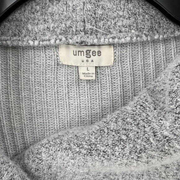 Umgee Textured Waterfall Open Front Cozy Style Cardigan Grey Sweater Womens Lg - Picture 5 of 10